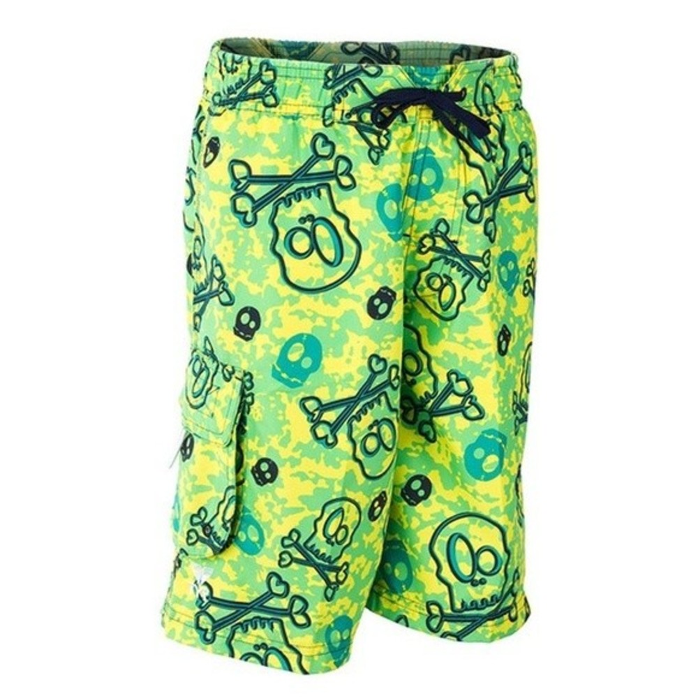 NWT TYR Green Skull Boy’s Challenger Swim Trunk Bathing Suit Size XL
